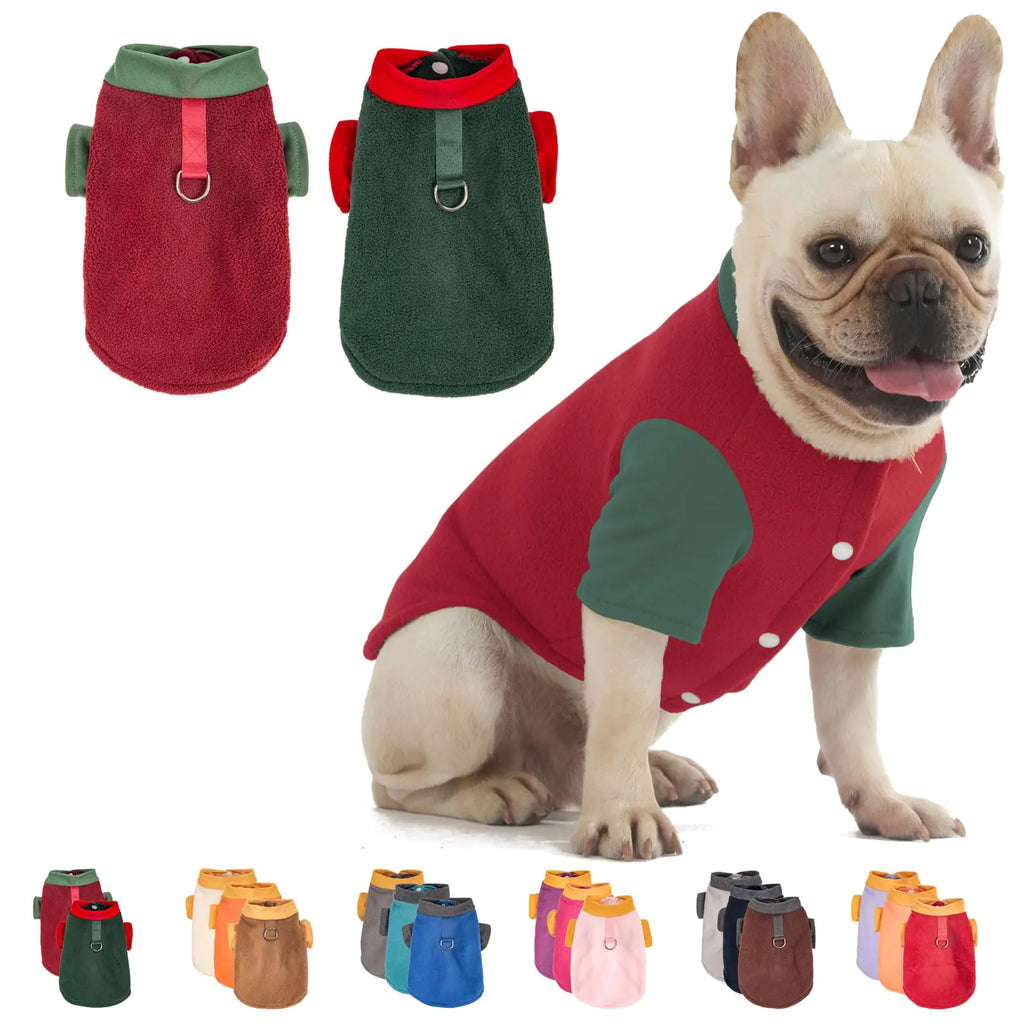 Christmas Dog Sweater Clothes for Small Medium Dogs Boy and Girl Dog Jacket Winter Coat with O-Ring Leash Stretchy Warm Dog Sweatshirt Cat Puppy Apparel Accessorie (X-Large Wine RedDark Green)