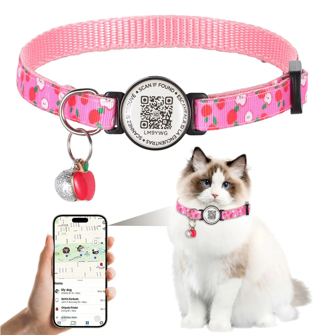 Cat Collar with QR Code Adjustable Cat ID Collar with ID Tag Reflective Cat Collar with Bell Fits Small to Large Cats